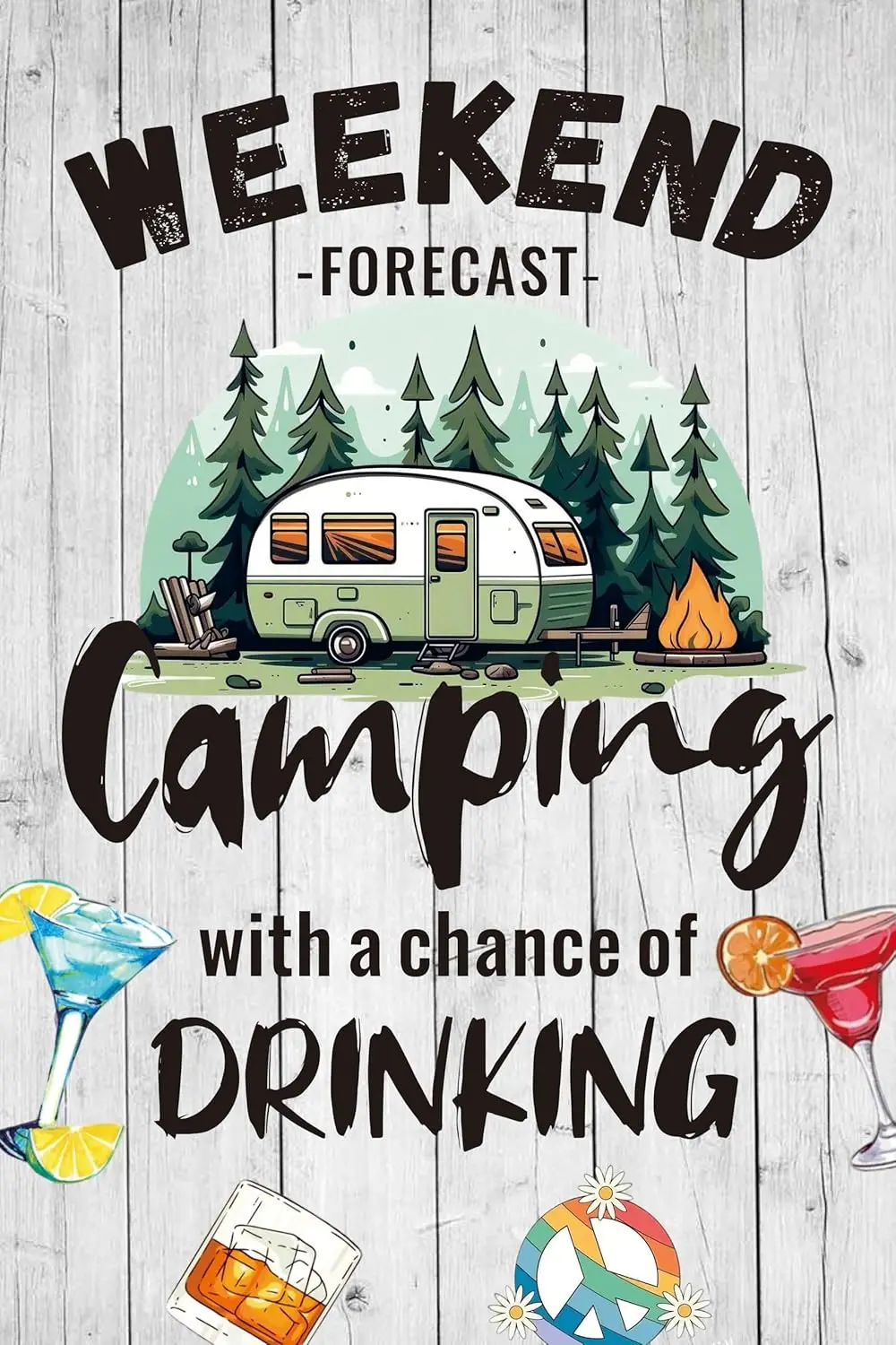 Funny Camping Garden Flag 12x18 Inch Double Sided, Camper Yard Flag for Outdoor Decor, Camping with a Chance of Drinking Sma ZZM
