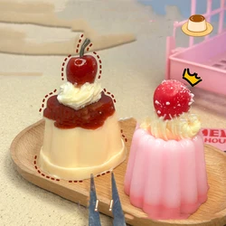 Squishy imitazione caramello rosa budino Dessert torta spremere giocattolo budino di ciliegia gomma morbida elastico gelatina giocattolo ragazza regalo giocattoli per bambini