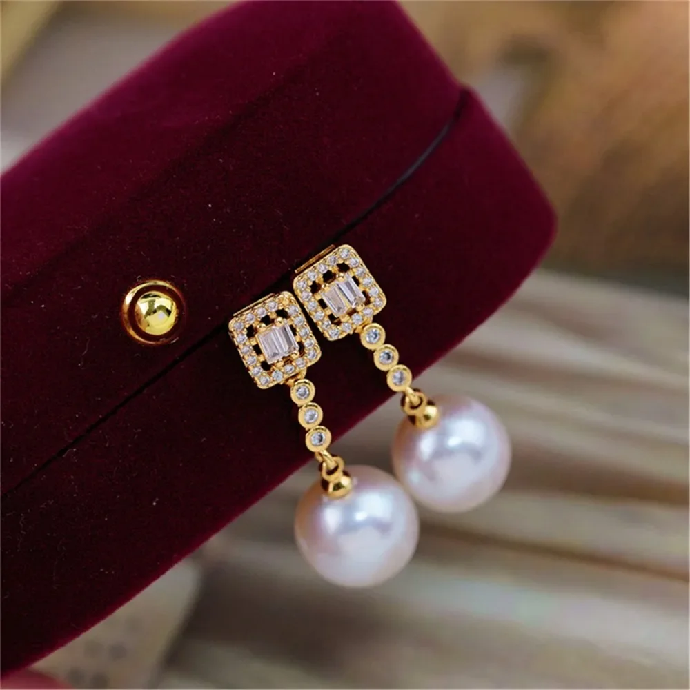 

DIY Pearl Accessories 18K Bag Gold Copper Thick Gold Plated Classic V-shaped Stud Earrings Work in Progress Gold Silver 6-7mm