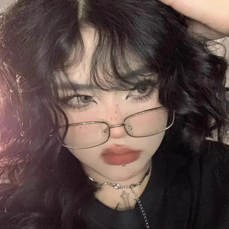 

Y2K Harajuku маленькие квадратные очки для женщин и мужчин удобные ретро металлические очки изысканные модные очки с защитой от синего света