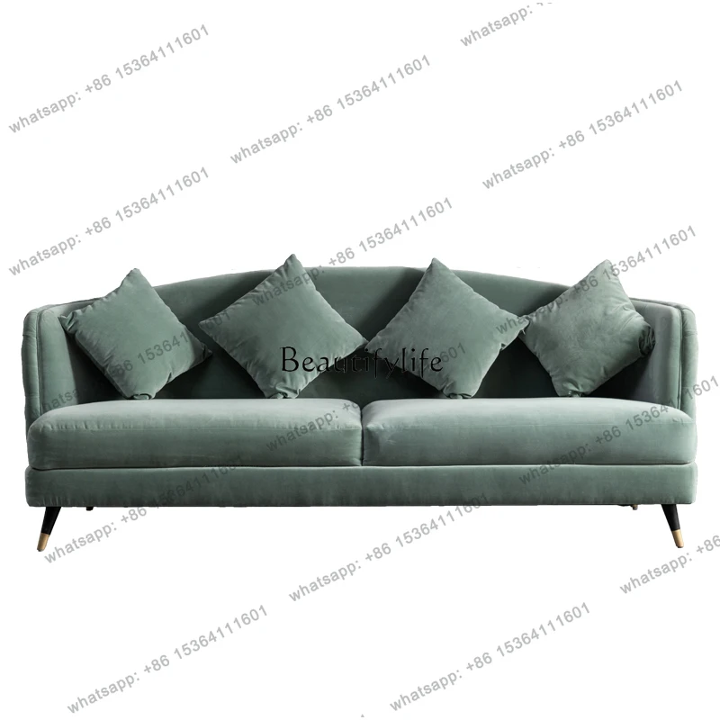 X4   American Post-Modern Living Room Minimalist Three-Person Living Room Light Luxury Silk Flannel Art Sofa