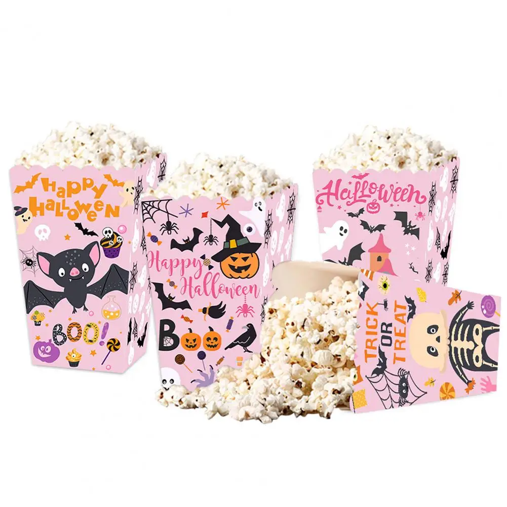 High-quality Paper Snack Carton Orange Black Party Supplies Halloween Popcorn Candy Boxes for Kids Party Supplies Trick or Treat