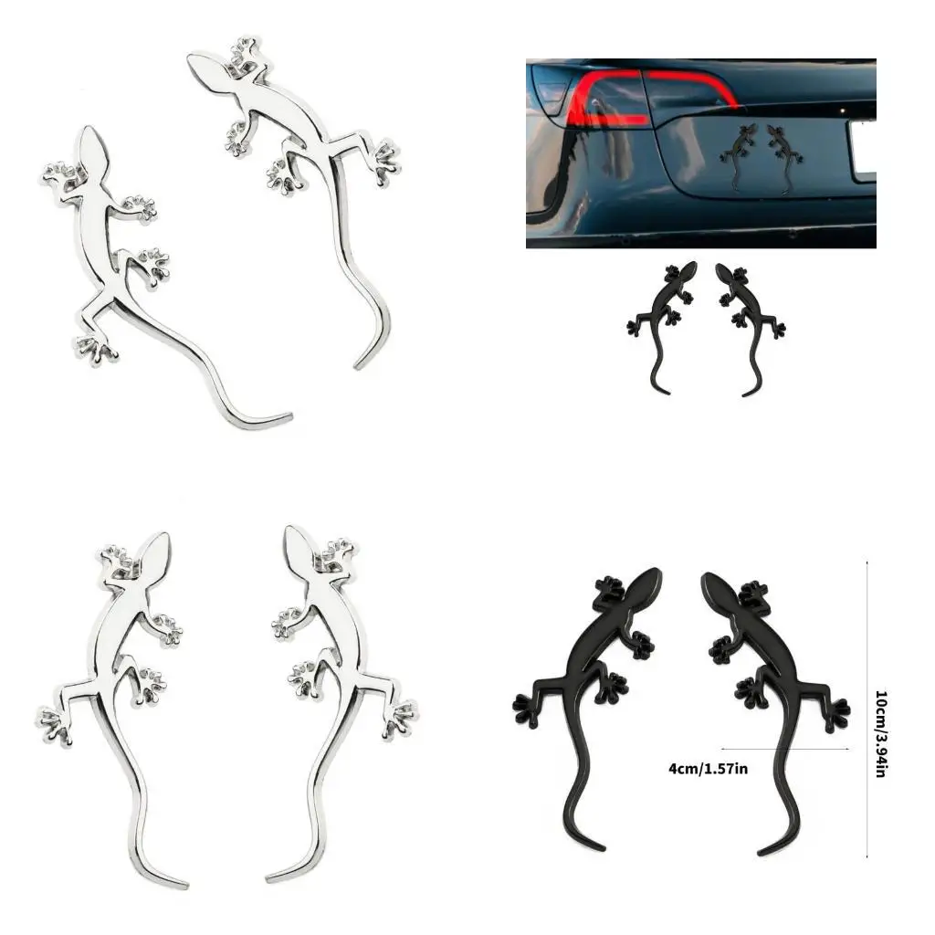 

02DE 2pcs Metal Geckoes Car Badges Decals Stickers Emblems For Enhancing Auto Motorcycles Scooters Aesthetics