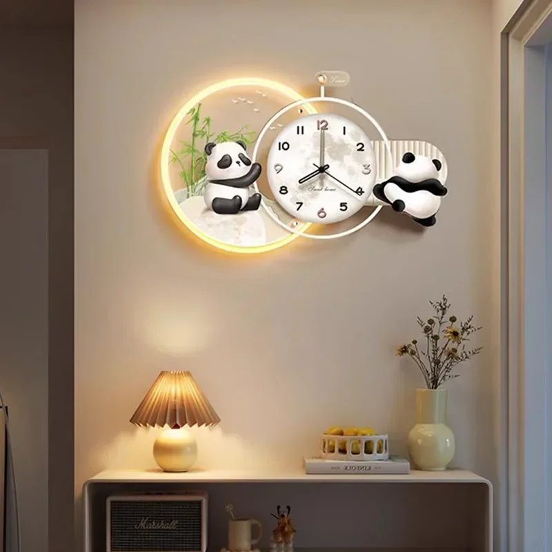 Luminous Cartoon Clock Wall Fashion Silent Digital Art Mural Simple Restaurant Wall Clocks Aesthetic Horloge  Wall Decor