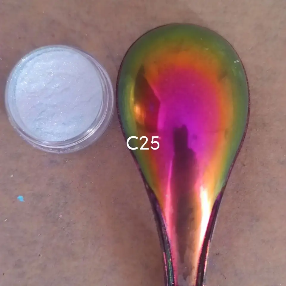 Iridescent Rainbow White Aurora Chrome Super Shifting Chameleon Colorshift Automotive Paint Pigment Powder C25