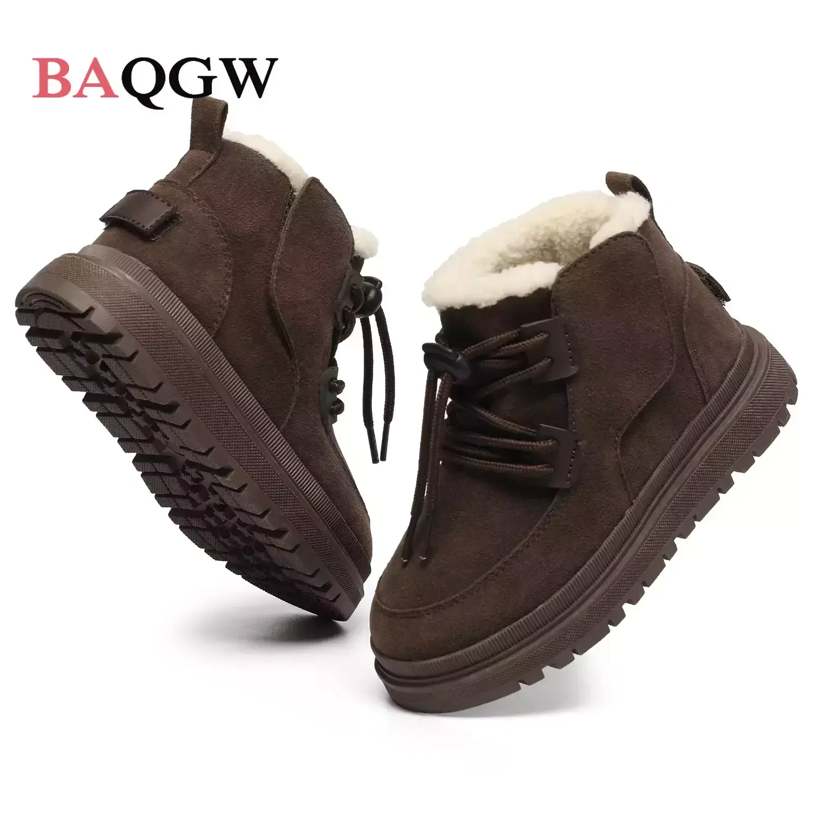 Children Boots Boy Girls Warm Winter Shoes Outdoor Non-slipp Leather Walking Sneaker Plush Unisex Baby Ankle Boots Size 26-34