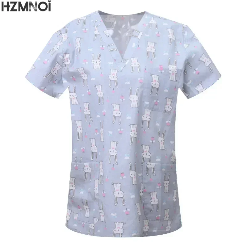 Pharmacist Dentist Veterinary Nurse New Tops Fashion Slim Beauty Scrub Clothes Spa Nurse Pure Cotton Medical Lab Medical Uniform