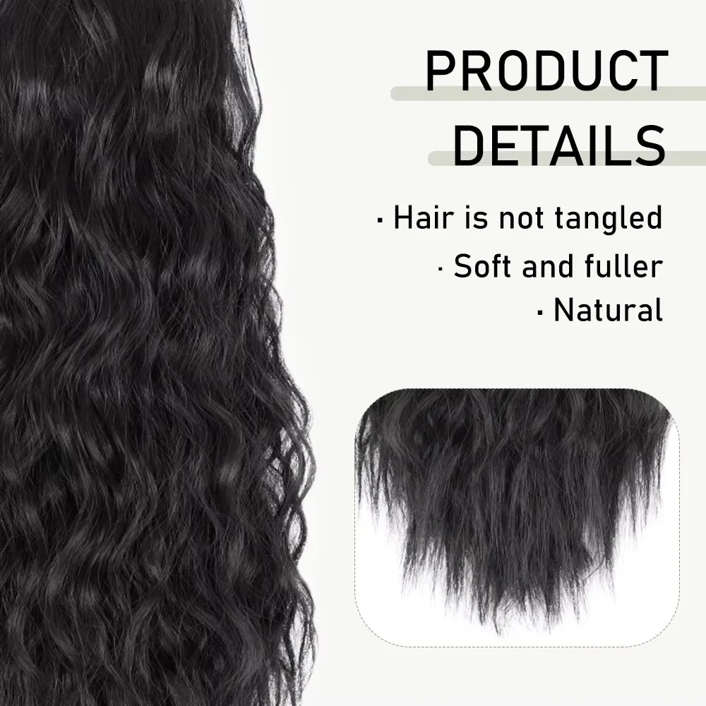 Synthetic Long Corn Wavy Ponytail Hairpiece Wrap on Hair Clip Ombre Brown Blonde Hair Extensions Pony Tail