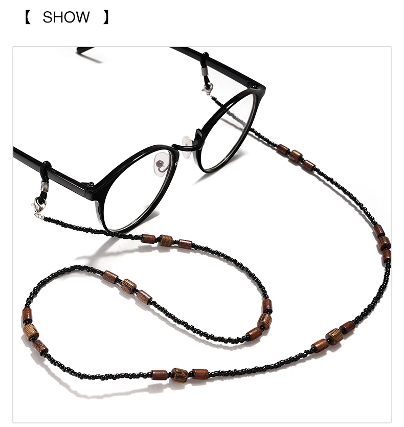 2022 neue Holz Perlen Gläser Kette für Frauen Mode Lanyard Acryl Maske Sonnenbrille Gurt Schnur Hängenden Hals Halten – Detail 5