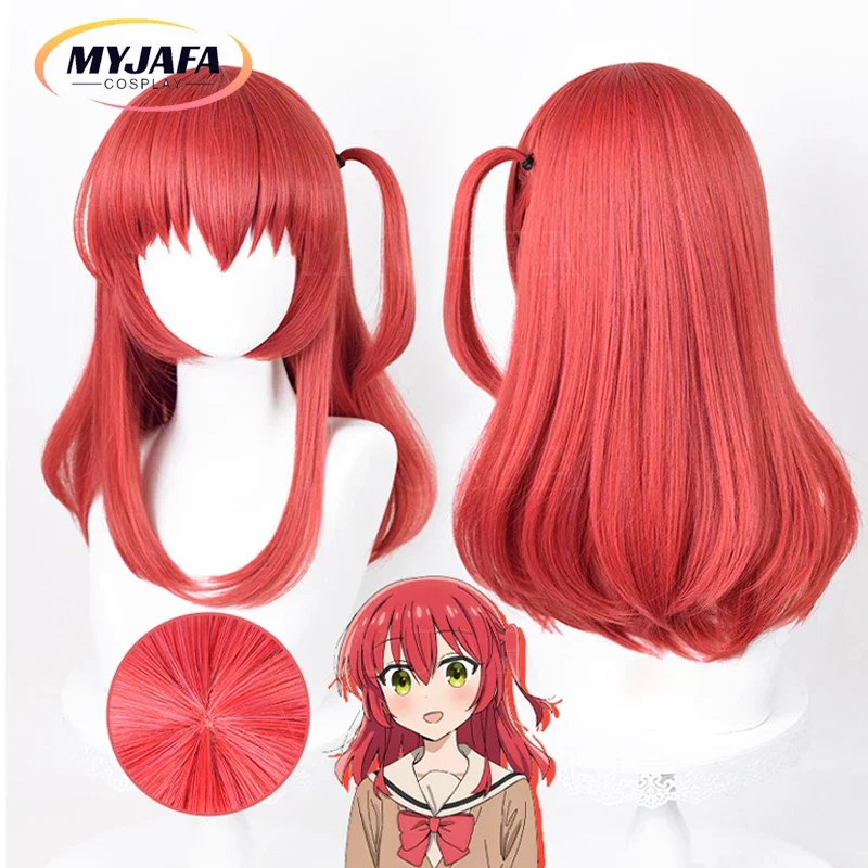 High Quality Anime Bocchi The Rock! Cosplay Kita Ikuyo Cosplay Wig 50cm Red Heat Resistant Synthetic Hair Wigs Wig Cap