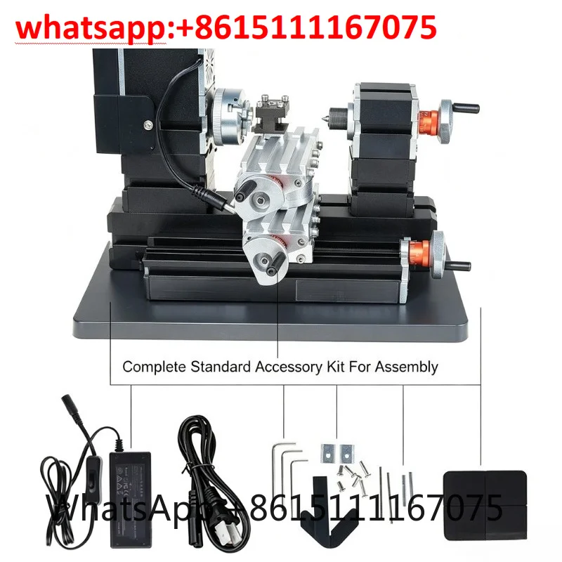 60W Mini Desktop Metal Lathe Student Teaching Lathe DIY Metal Model Processing Machine