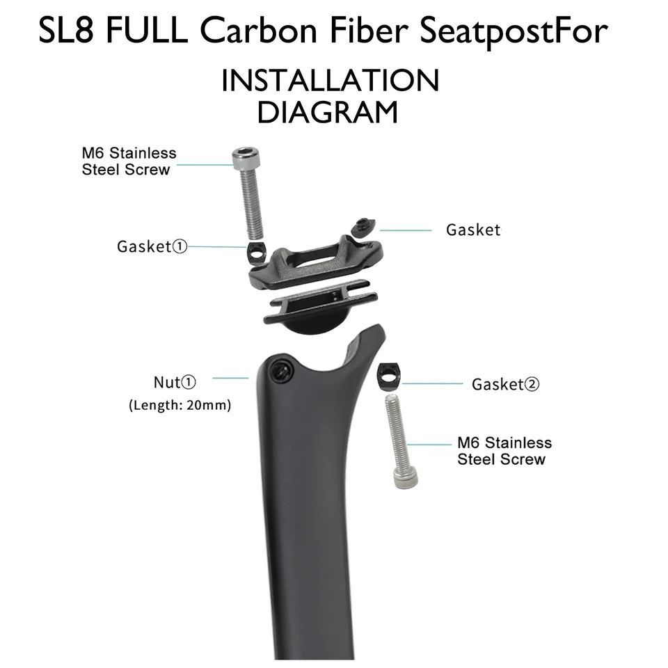 Lightweight Carbon Seatpost for SL8 Road Bike 0/15mm Offset