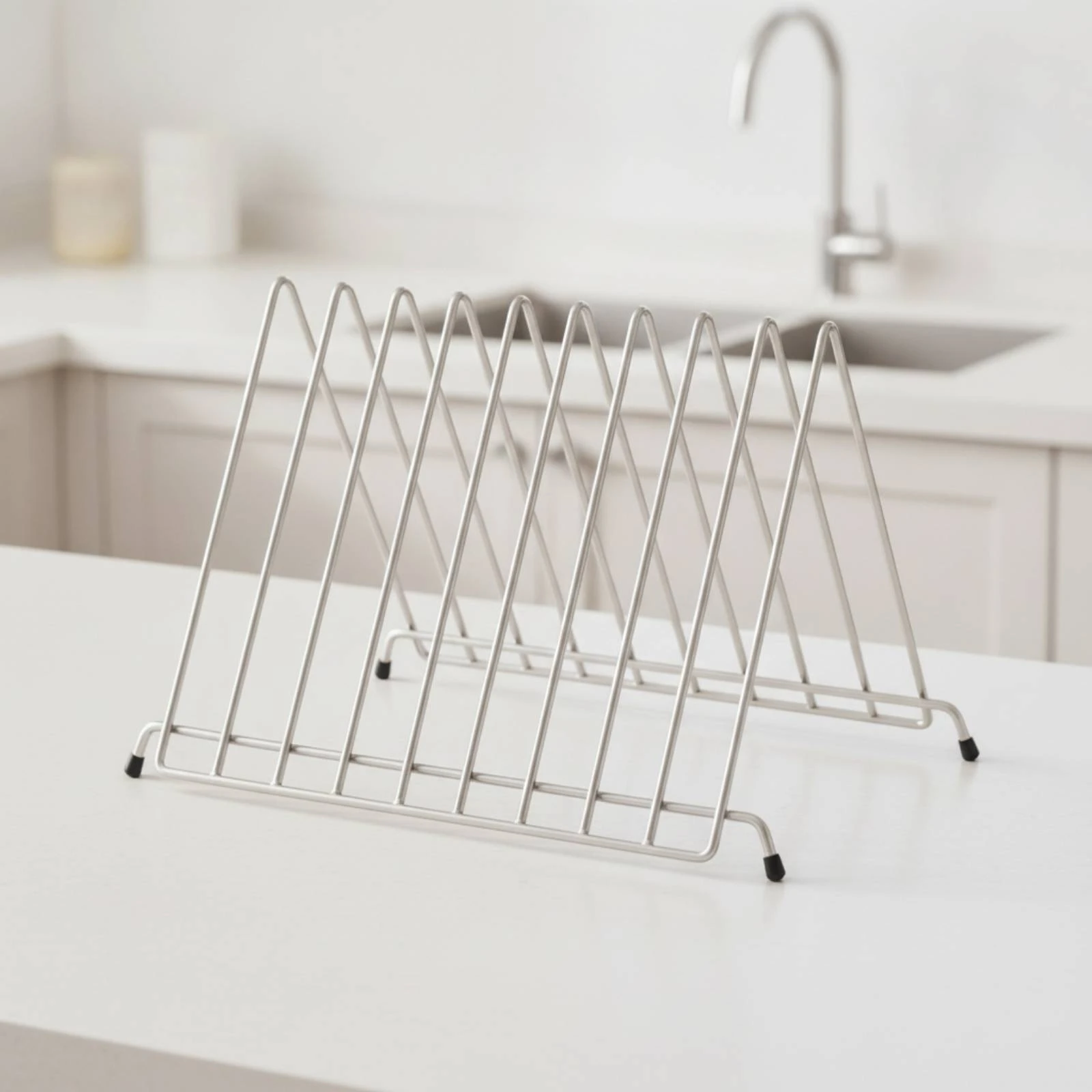 Countertop Cutting Board Organizer with Wire Frame Vertical Triangular Wire-Frame Board Rack Space-Saving Anti-Rust
