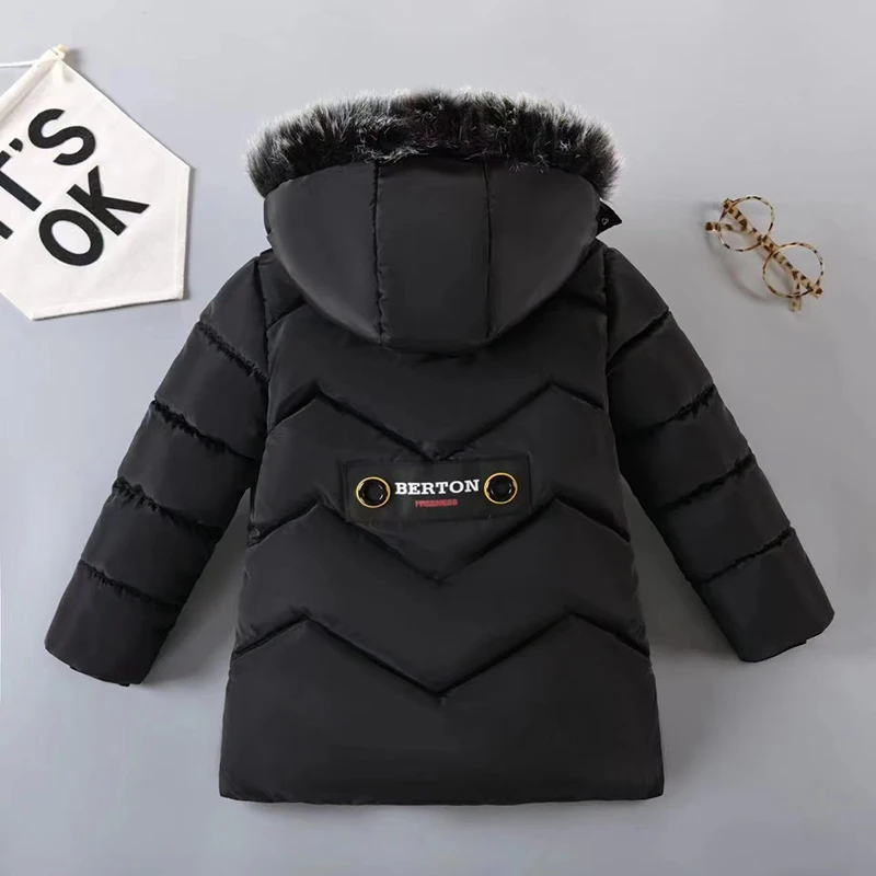 3 4 5 6 8 10 12 Jahre Winter Jungenjacke Warmhaltend Modischer Pelzkragen Jungen Oberbekleidung Kapuzenjacke mit Reißverschluss Kindermantel Kinderkleidung – Detail 7