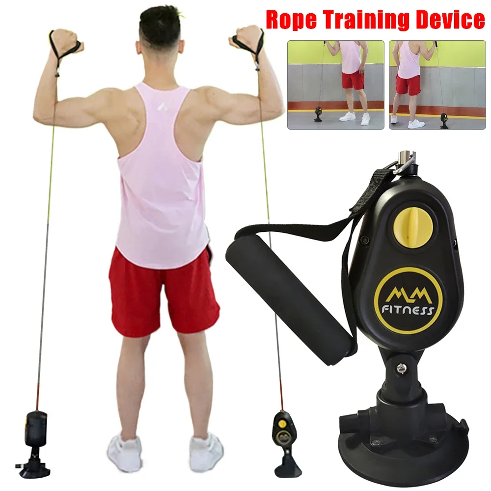 Resistant Band Rope Trainer Suction Cup Stretcher Abdominal Muscle Stimulator Adjustable Pulley Fitness Rope Trainer Exerciser