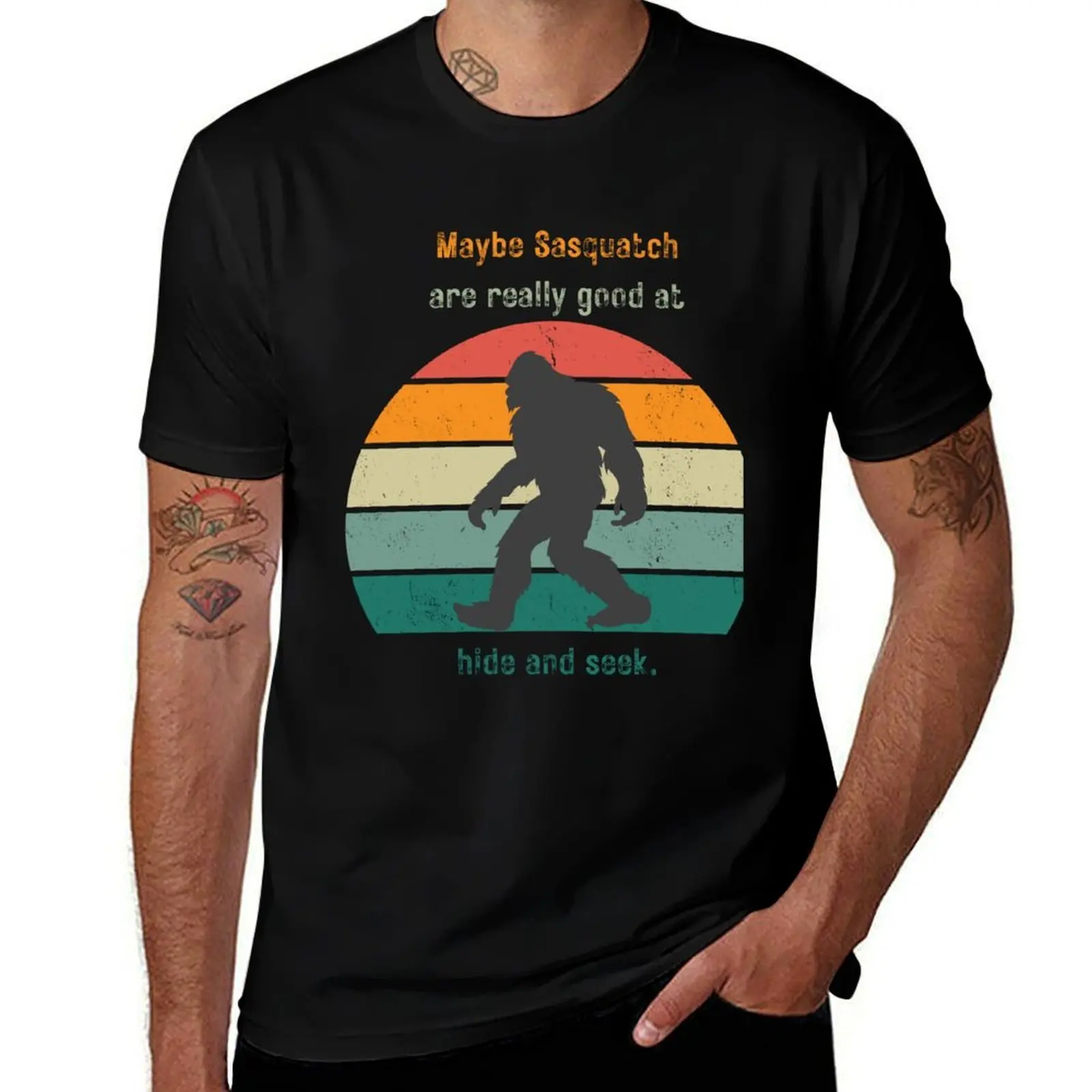

Bigfoot. Good at hide and seek. cryptids T-Shirt Summer Fashion Casual Tee Shirt