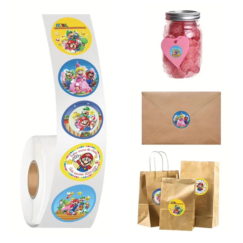 500 قطعة سوبر ماريو بروس لفة ملصقات أنيمي الكرتون لتقوم بها بنفسك التسمية الأمتعة الكتابة على الجدران الشارات الكرتون الاطفال حفلة الحلوى ملصق ديكور #5