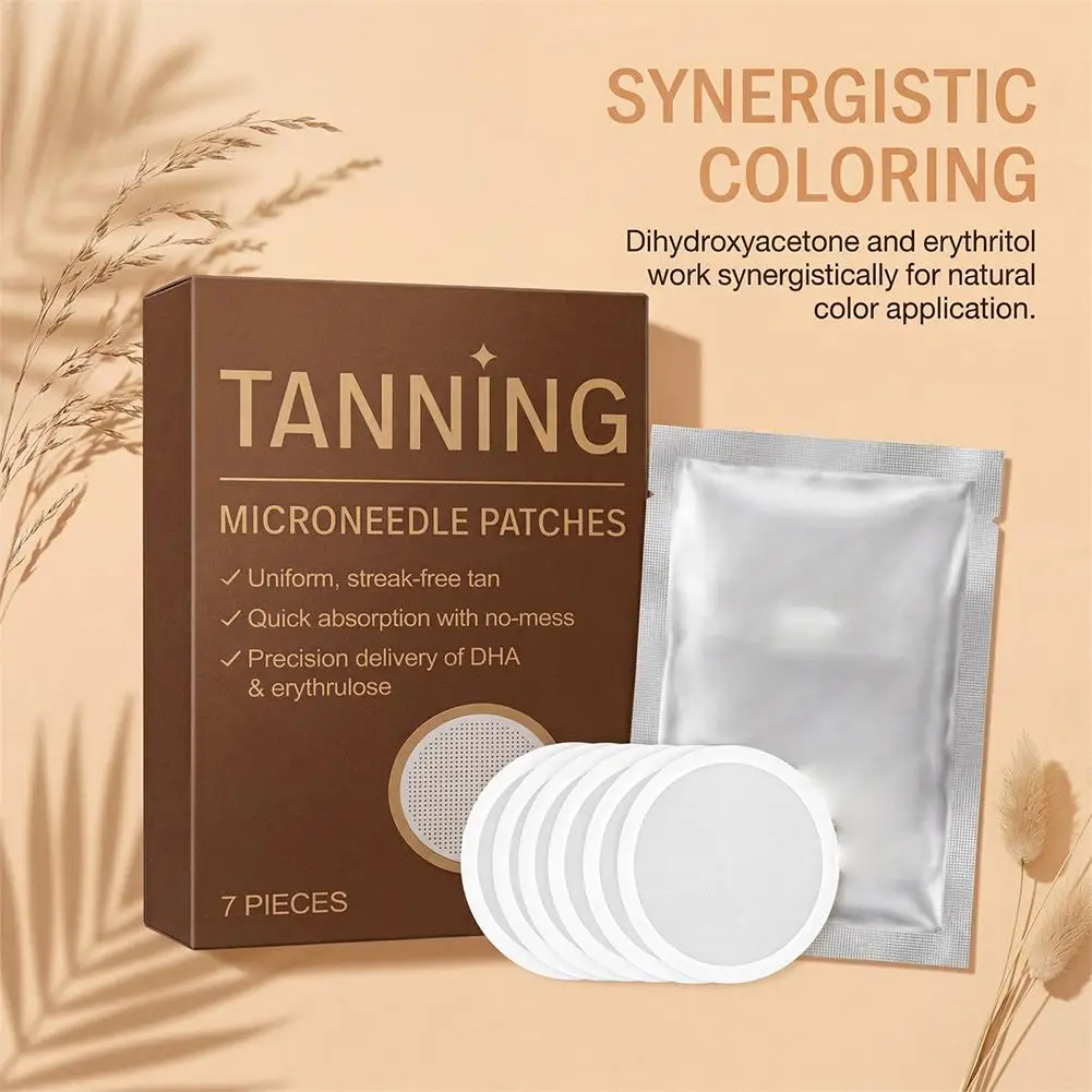 Sunless Tanning Microneedle Patches 7Pcs/Box Glow Tanning Self Tanner Sticker Moisturizing Skin Care Sunless Overnight Patches