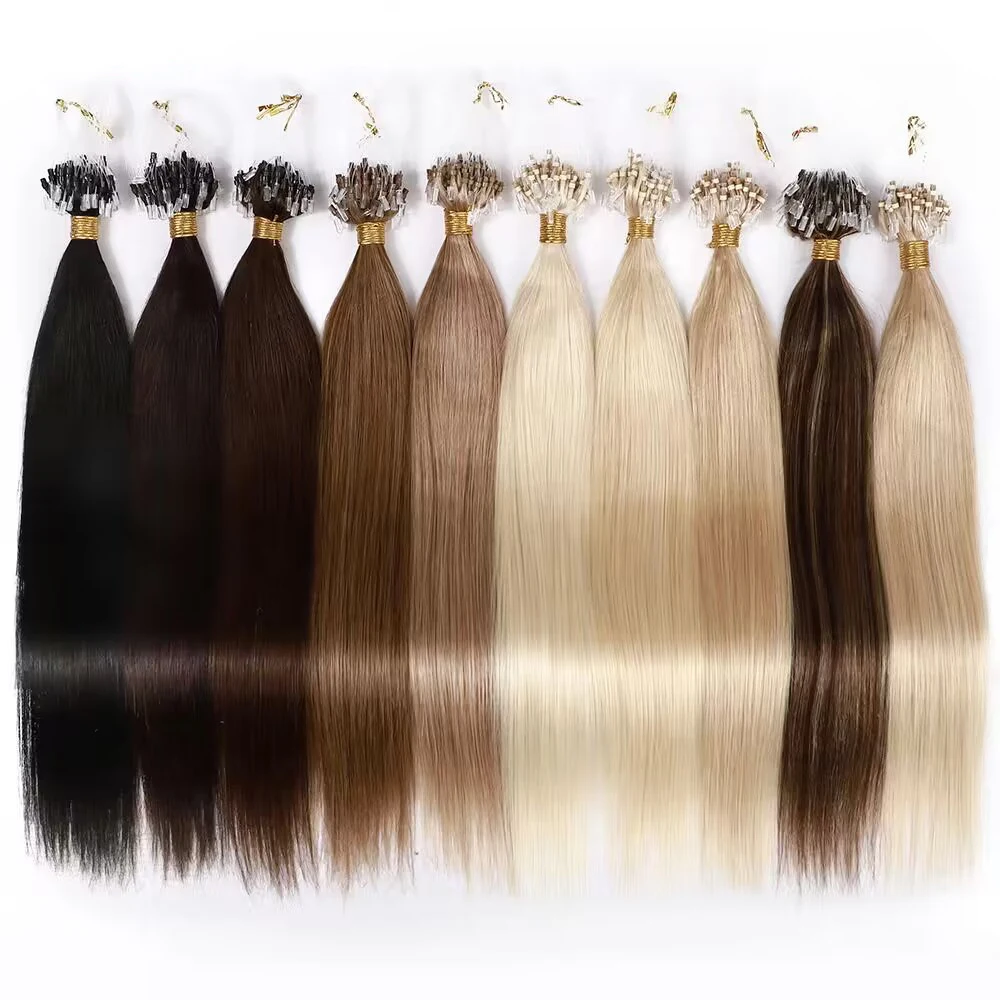 Micro Beads link Hair Extensions Human Hair  Platinum Blonde Hair Extensions Micro Loop Human Hair Nano Rings Hair Extensions