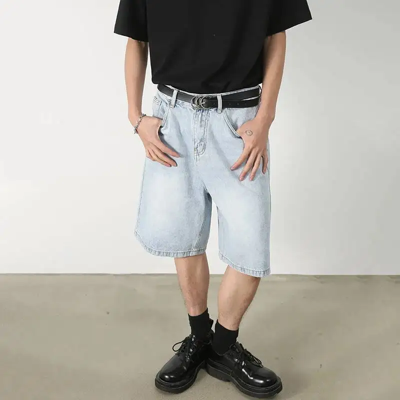 LUZHEN 2026 New Stylish Niche Straight Denim Five-pointed Pants Men's Handsome Original Straight Tube Casual Shorts Jeans JY7978