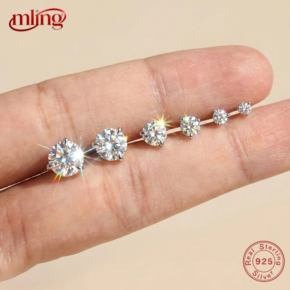 

MLING 1PC Three Claws 0.03-1.2 Carat D Color Moissanite Classic Piercing Ear Bone Women 925 Sterling Silver Sparkling Earring