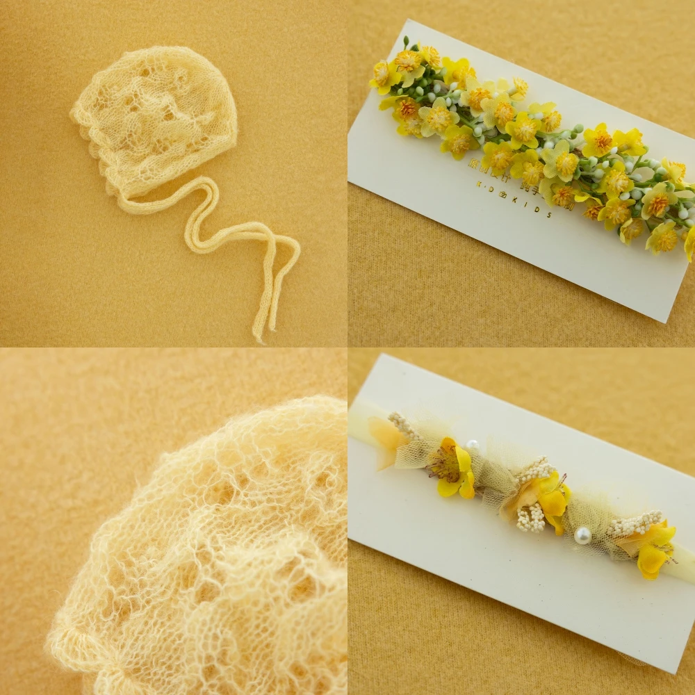 Chapeau en dentelle jaune pour nouveau-né, joli accessoire de photographie pour bébé, fleur de sauna, accessoires de studio