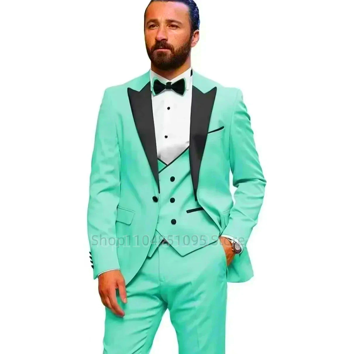 

High-quality Wedding Men's Slim-fit Suit Dress 3-piece Groom Tuxedo Fashion Design Formal Business Suits Set(Jacket+Pants+Vest)