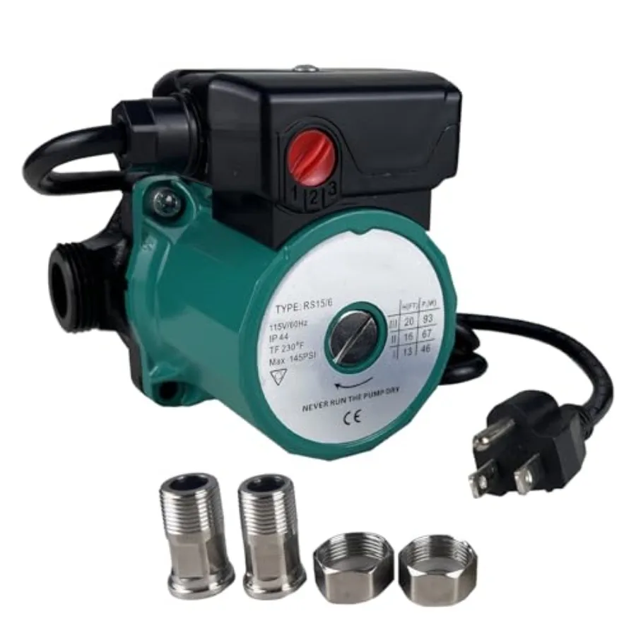 Hot Water Recirculating Pump 115V for House145PSI Heat Circulation Pump for Water Heater System 3-Speed Control Electric Hot Wa