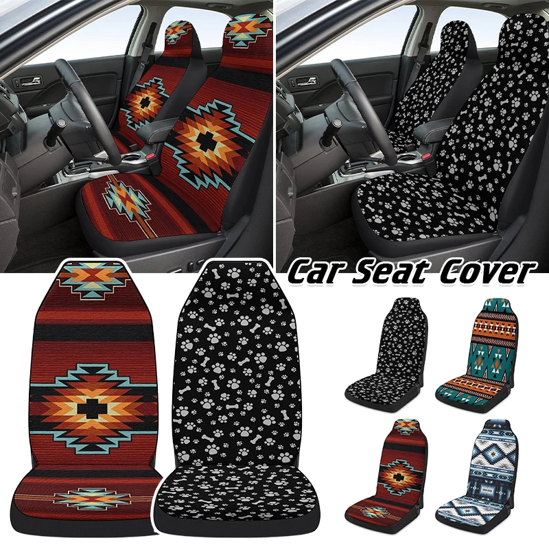 Ethnic Style Printed Car Seat Cover Elastic Breathable Bohemian Retro Universal Car Front Seat Covers Auto Interior Supplies