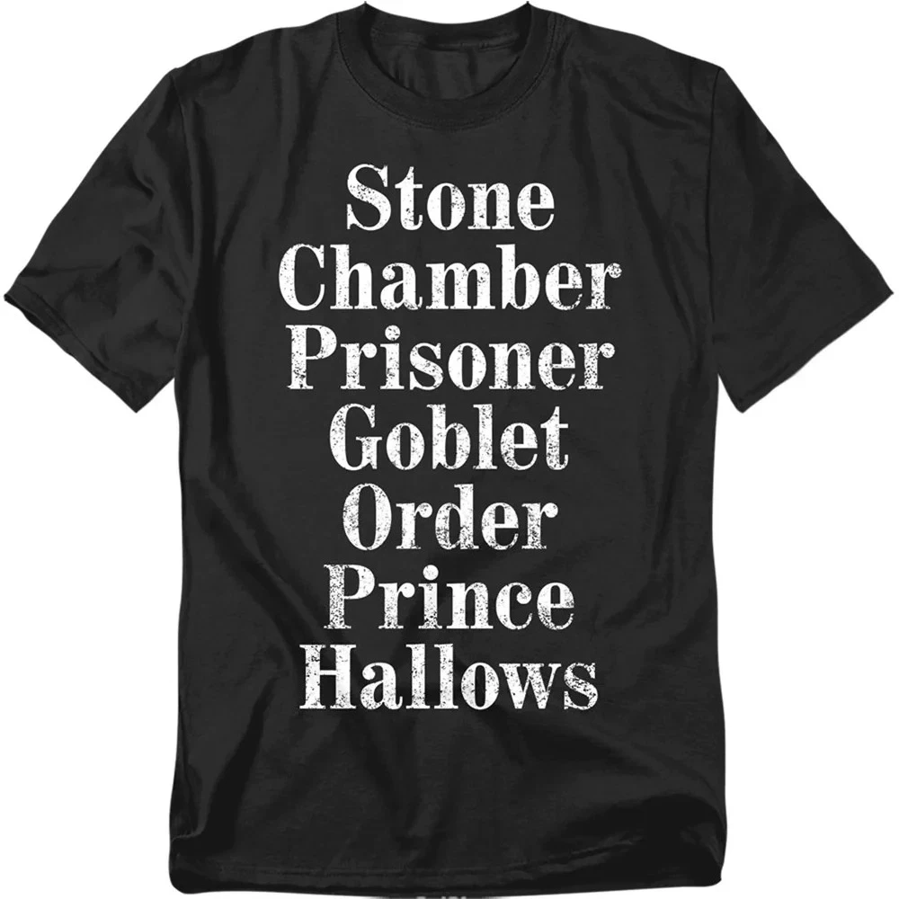 Camiseta negra de Harry Potter Titles para hombre, camiseta holgada y transpirable de verano para hombre y mujer