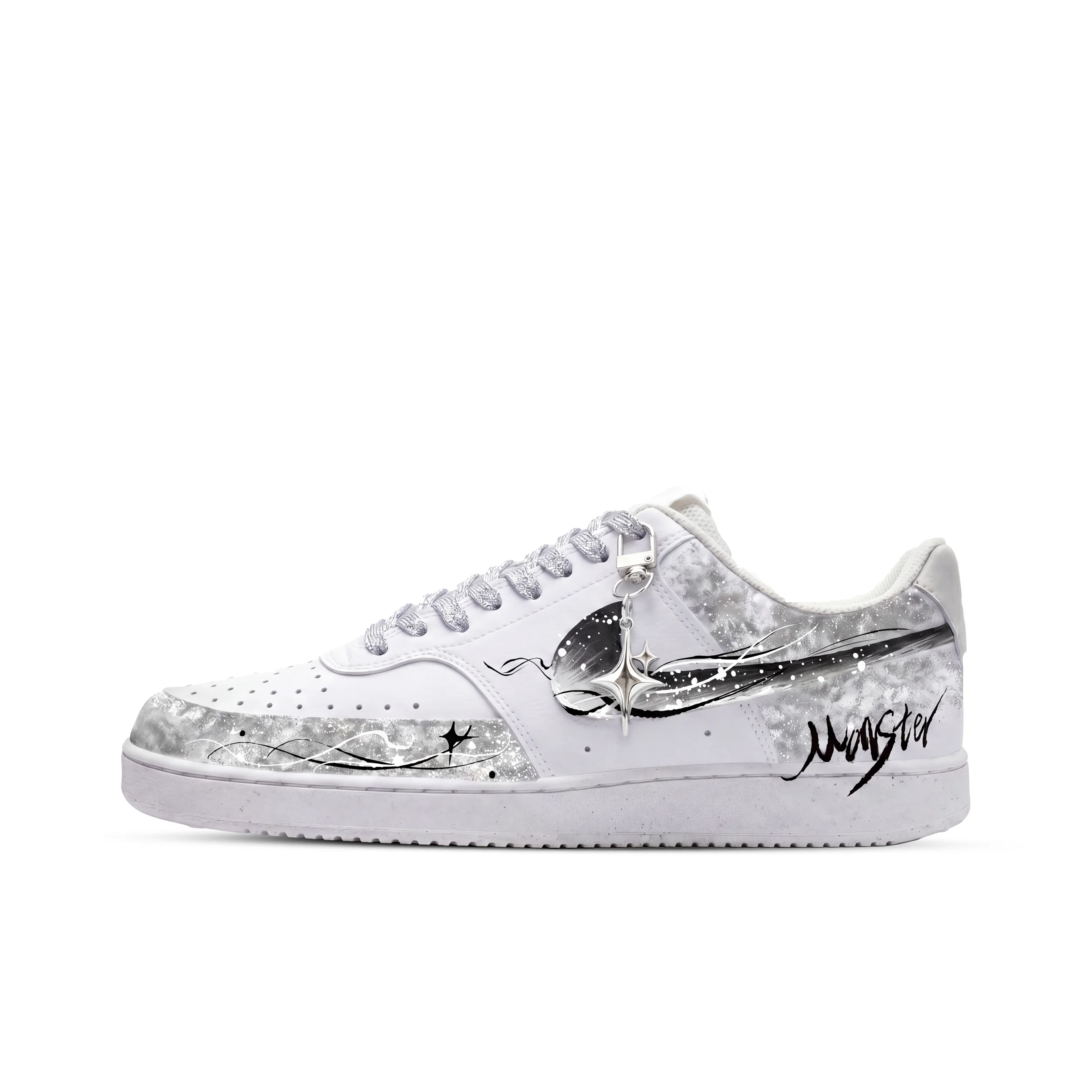 Nike Court Vision Star Moon Legend, Monster Lab Low top Skateboard Shoes Unisex Black White Gray DH2987-117（Team445-）