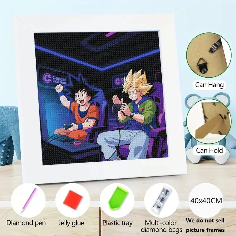 

1PC Dragon Ball Z Anime Goku & Super Saiyan Gaming Diamond Painting Kit, 5D Full Drill DIY Cartoon Character Gem Art Mosaic, Wal