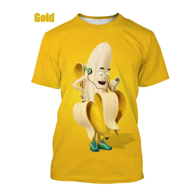 New Summer 3D Fruit Banana Printed T Shirt Children Fashion Streetwear Funny Short Sleeves Y2k Tee Shirts Cute Clothing T-shirts