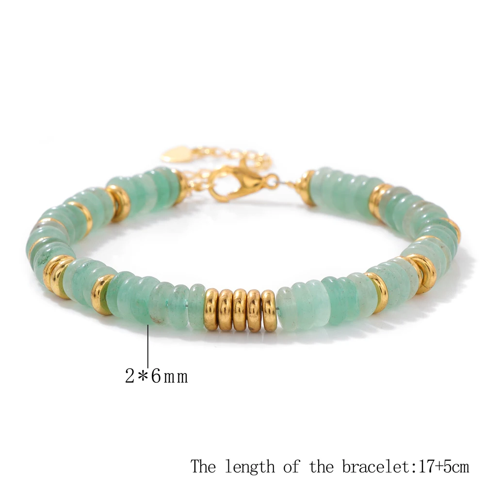 Handmade Natural Stone Quartz Crystal Bracelet Flat Spacer Beads Bracelets Adjustable for Women Men Jewelry Friendship Gift