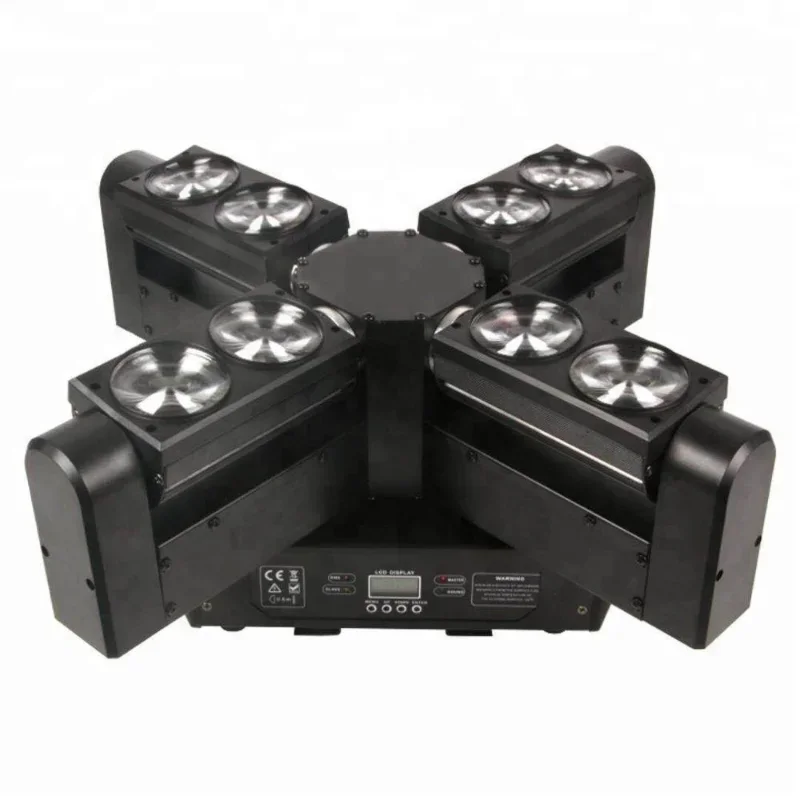 Professional Four Claw Infinite Pan Move Led 8ps 12w Spider Beam Moving Head Light