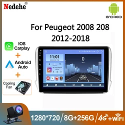 Android 14 For Peugeot 208 2008 2012-2018 Car Radio Multimedia Video Player CarPlay Auto Stereo GPS Navigation Head Unit Wifi 4G