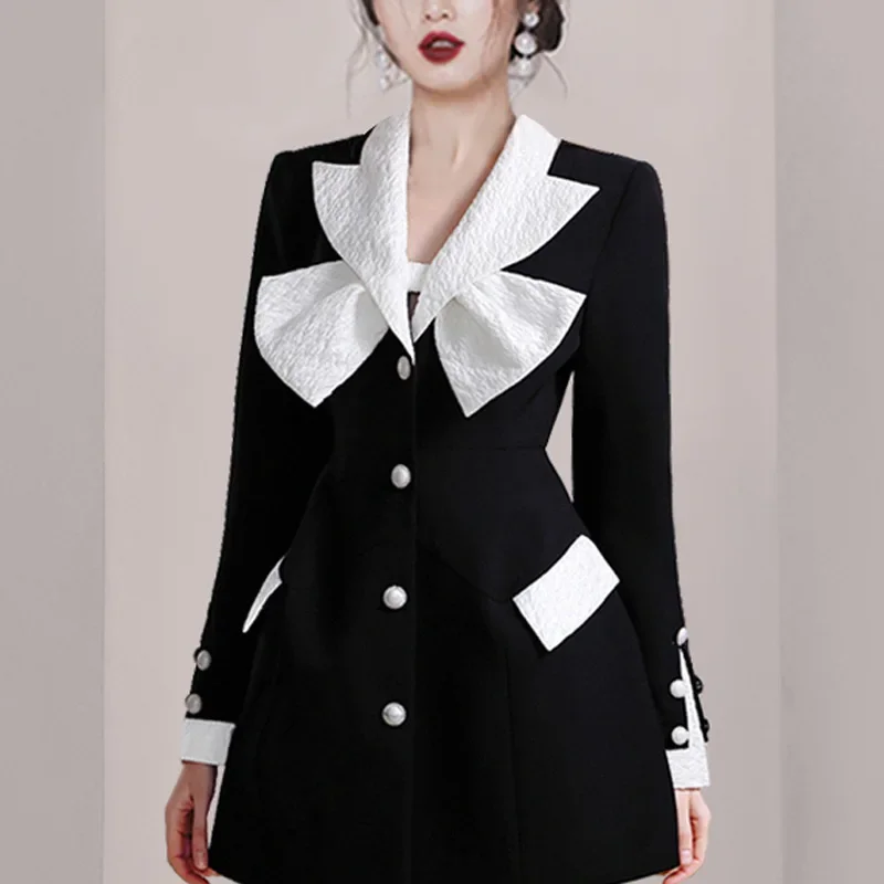 Bianco nero abiti da donna 1 pezzo Blazer giacca lunga gonna formale ufficio signora lavoro abbigliamento moda ragazza cappotto abito da ballo