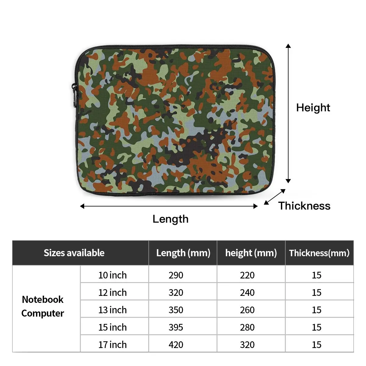 Splintertarn German Camouflage Army Military Camo Notebook Laptop Bag Case Pouch For Macbook Air Pro Tablet Shockproof Case Bag