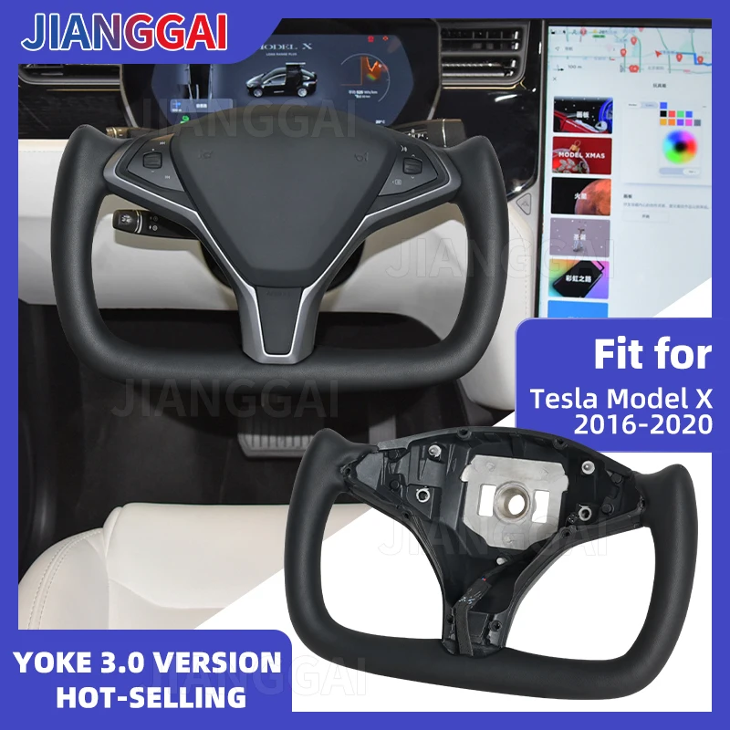 

Yoke Steering Wheel Fit for Tesla Model X 2016-2020 Model S 14-20 Yoke Handle Leather Steering Wheel With Heated Car Accessories