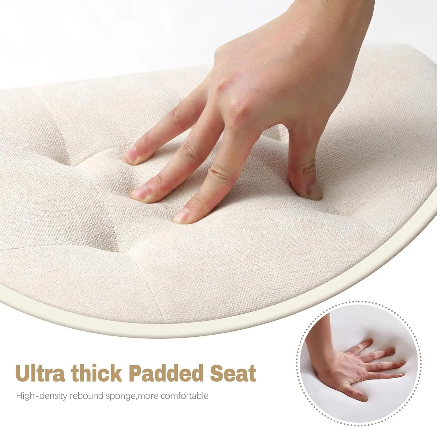 طقم مقاعد بار بارتفاع عداد مكون من 2، مزرعة حديثة، مقعد قماش بيج، أرجل خشبية، 24 بوصة