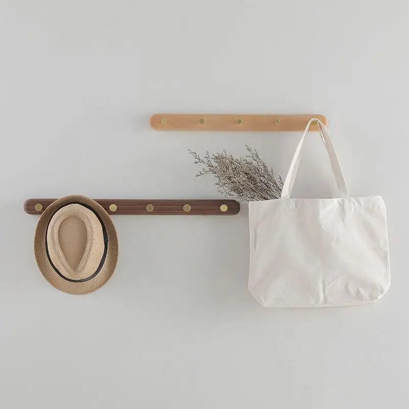 High Grade Wooden Hooks Porch Bedroom Bathroom Wall Decoration Towel Hats Scarf Clothes Hangers Black Walnut Metal Material Rack