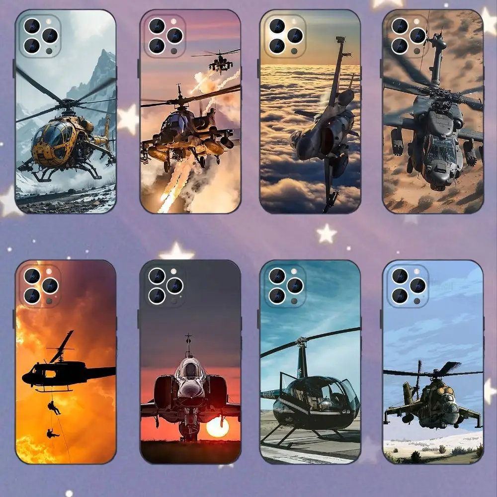 

Aircraft Helicopter Phone Case For iPhone 17,16,15,14,13,12,11,Pro,XS,Max,XR,Plus,E,SE4,Mini Black Soft Cover