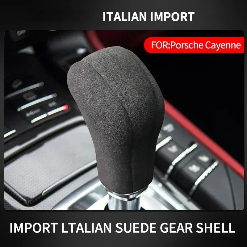 For Porsche Cayenne 2011-2017 Alcan tara Car Interior Accessories Gear Shift Knob Cover Protector Case Frame Decoration Trim