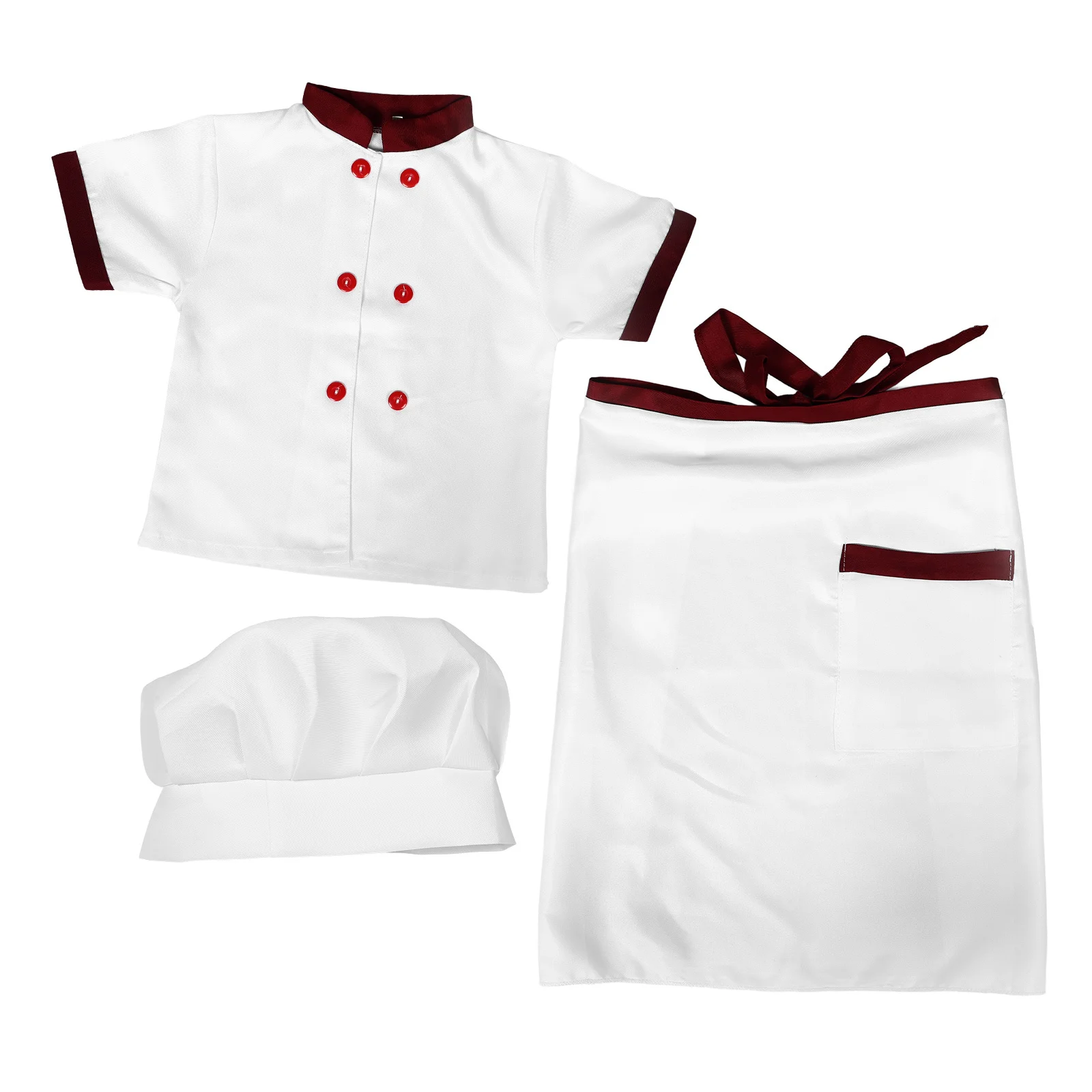 1Set Chef-kostuum Koken Outfit Korte mouwen Rollenspel Kleding Comfortabele hoed Schort