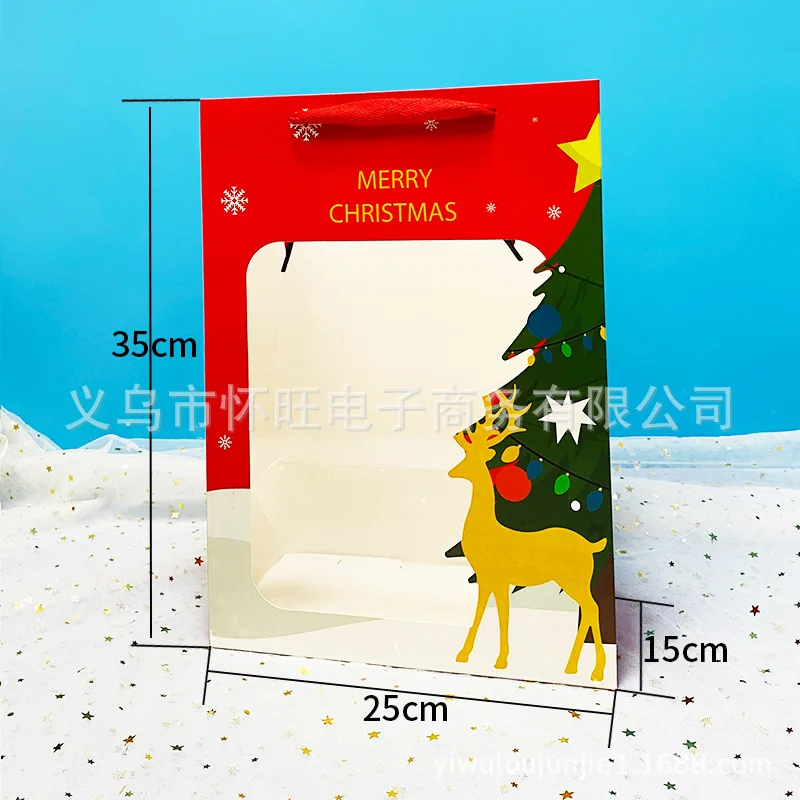 Christmas Window Bag Gift Bag Gift New Year's Big Red Window  Tote  Flower Gift Packaging