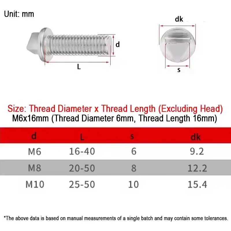Security Screws M6 M8 M10 304 Stainless Steel Outer Anti Theft Bolts Length 16~50 Mm