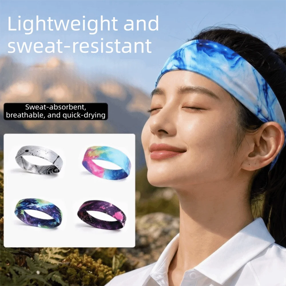 Fashionable Anti-Slip Sports Headband Sweat-Absorbing High-Elastic Yoga Headband Breathable Thin Elastic Sweatband Men