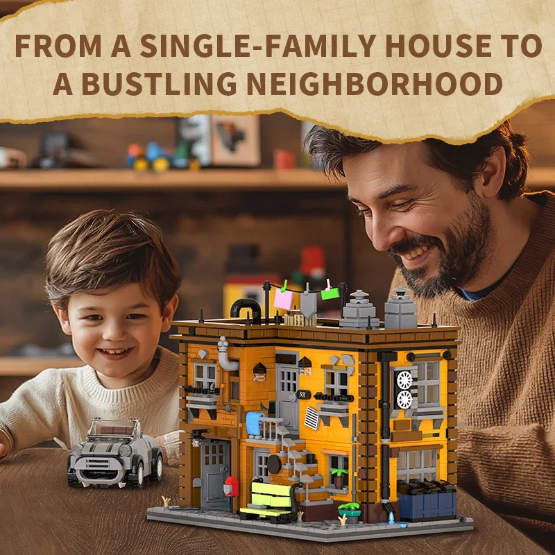 2284 قطعة اللبنات الإنجليزية المنزل الرجعية مع سيارة Moc نموذج الطوب سطح المكتب الديكور Diy بها بنفسك لعب للأطفال هدايا عيد