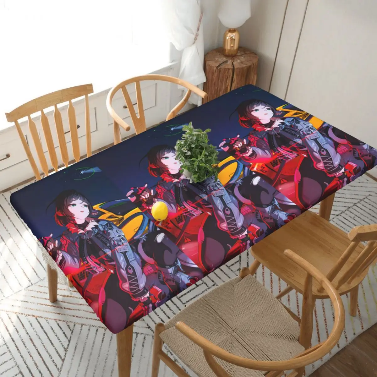 

Kawaii Anime Girl Jane Doe Cartoon Custom Rectangular Tablecloth Waterproof Table Cover for Dining Events Table Cloth
