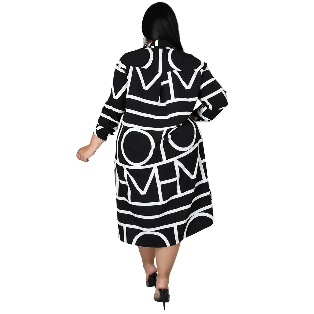 XL dress African Dresses for Women 2025 Summer Geometric Print Long Sleeve Shirt Dress African Clothes Robe Femme Vestido